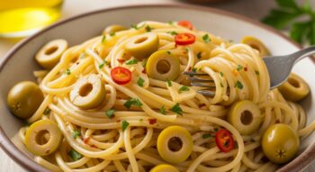 Receitas de Macarrão Aglio e Olio com Azeitonas Verdes Deliciosas
