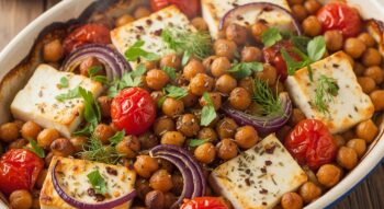 Receitas de Baked Feta Chickpeas com Toque Mediterrâneo